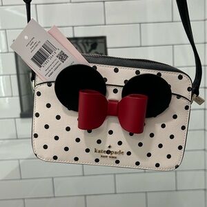 NWT DISNEY Kate Spade Black and Red Polka Dot Crossbody Bag